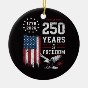 4th of July America US Flag Patriotic Ceramic Ornament