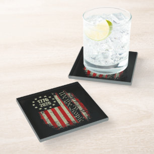 4th of July America US Flag Patriotic Glass Coaster
