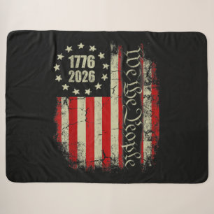 4th of July America US Flag Patriotic Sherpa Blanket