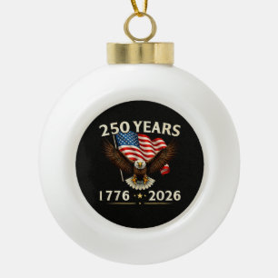 4th of July America US Patriotic Eagle Ceramic Ball Christmas Ornament