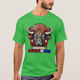 4th of July American Bison Roaming the Land of Fre T-Shirt