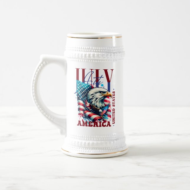 4th of July American Eagle Sublimation-61904 Beer Stein (Left)