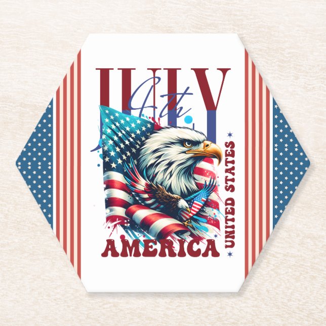 4th of July American Eagle Sublimation-61904 Paper Coaster (Front)