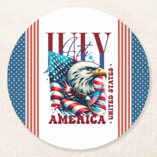 4th of July American Eagle Sublimation-61904 Round Paper Coaster