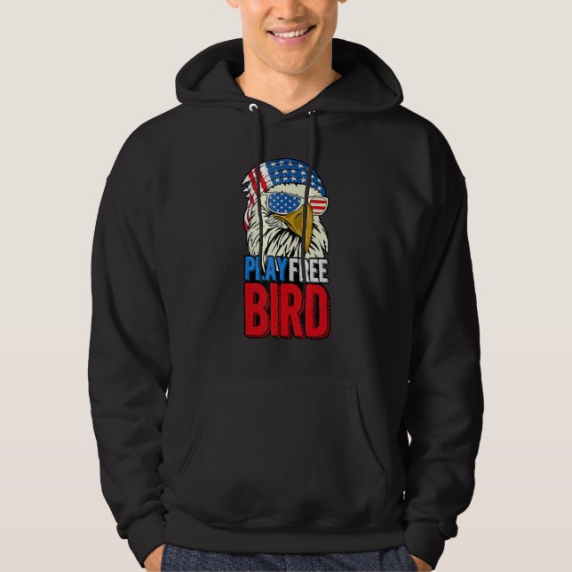 4th Of July American Flag Bald Eagle Mullet Play F Hoodie (Front)