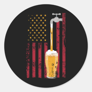 4th Of July American Flag Beer Brewing Classic Round Sticker