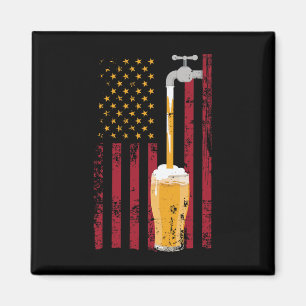 4th Of July American Flag Beer Brewing  Magnet