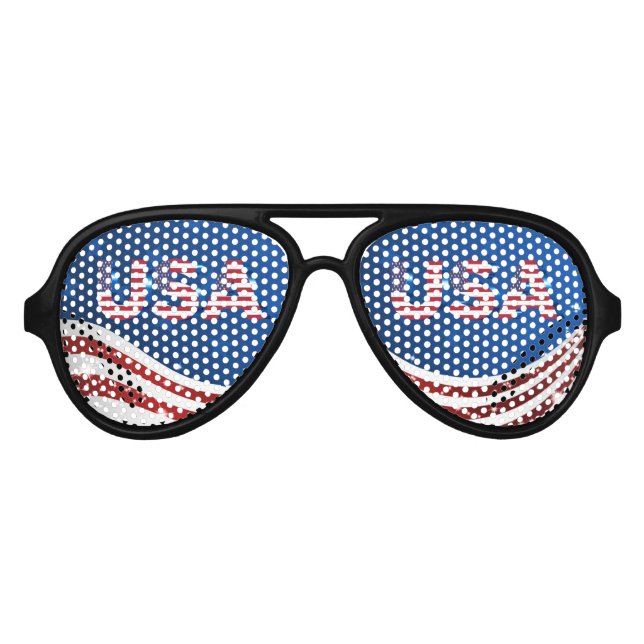 4th of July American Flag Colours & USA Aviator Sunglasses (Front)