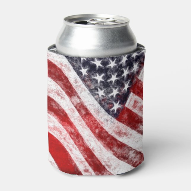 4th of July, American Flag Drink Cooler (Can Front)