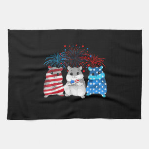 4th Of July American Flag Happy Guinea Pig Kitchen Towel