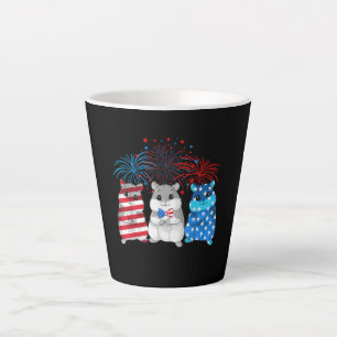 4th Of July American Flag Happy Guinea Pig Latte Mug