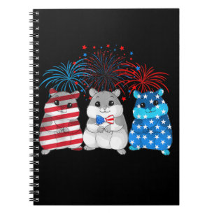 4th Of July American Flag Happy Guinea Pig Notebook