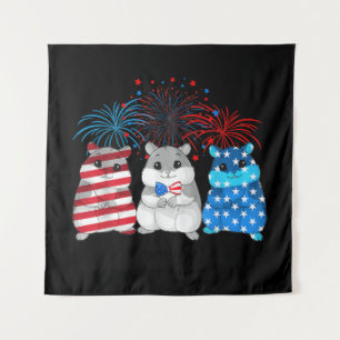 4th Of July American Flag Happy Guinea Pig Tapestry