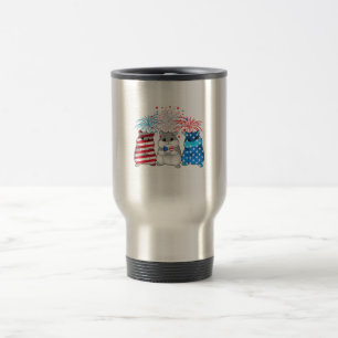4th Of July American Flag Happy Guinea Pig Travel Mug