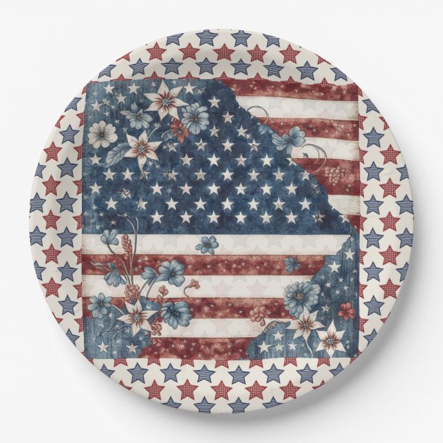 4th of July American Flag paper plate (Front)