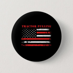 4th Of July American Flag Patriotic Tractor Pullin 2 Inch Round Button