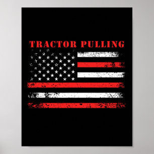 4th Of July American Flag Patriotic Tractor Pullin Poster