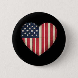4th of July American Flag Patriotic USA Star Strip 2 Inch Round Button