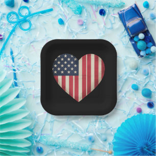 4th of July American Flag Patriotic USA Star Strip Paper Plate