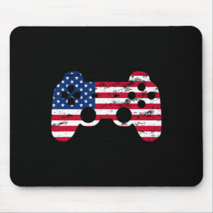 4th Of July American Flag Video Game Boys Kids Tee Mouse Pad