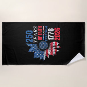 4th of July American Flag Vintage 250 Years 1776 2 Beach Towel