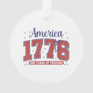 4th of July American Flag Vintage 250 Years 1776 2 Ornament