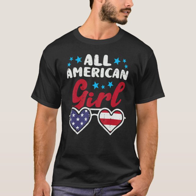 4th Of July American Girl Sunglasses T-Shirt (Front)