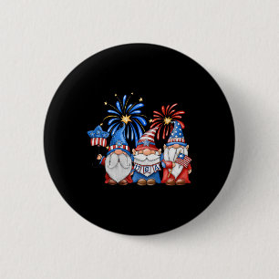 4th Of July American Gnomes Celebrating Independen 2 Inch Round Button