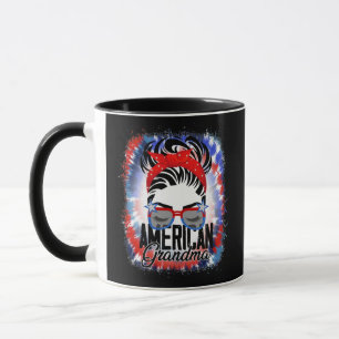 4th Of July American Grandma Messy Bun Mom Life Mug