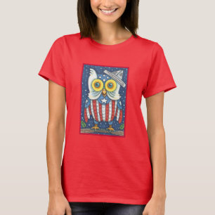 4TH OF JULY AMERICAN HOOT OWL, PATRIOTIC T-SHIRT