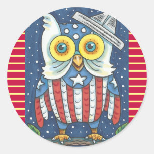 4TH OF JULY AMERICAN HOOT OWL STICKERS Rnd *Sheet