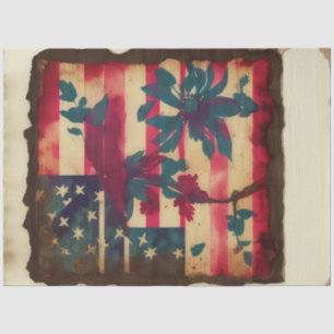 4th Of July American Independence Flag Blue Flower Tissue Paper