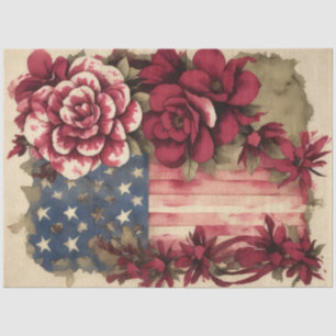 4th Of July American Independence Flag Camellia Tissue Paper