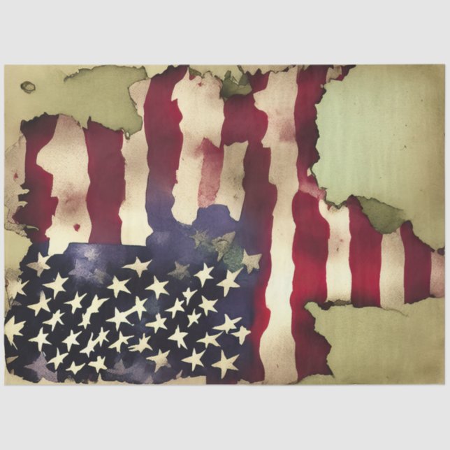 4th Of July American Independence Grunge Flag Tissue Paper (Front)