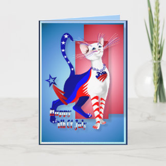 4th Of July American Kitty Card