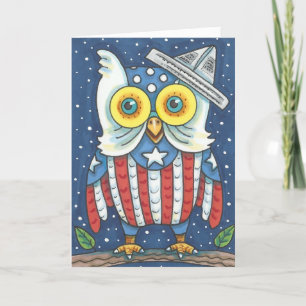 4TH OF JULY AMERICAN OWL GREETING CARD Verse