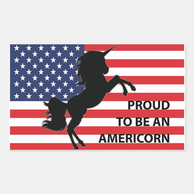 4th of July American Patriotic Unicorn USA Flag Sticker (Front)