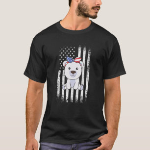 4th Of July American Polar Bear For Kids Cute Usa  T-Shirt