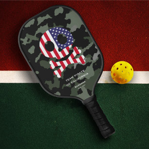 4th of July American Skull Bones Team Modern Pickleball Paddle