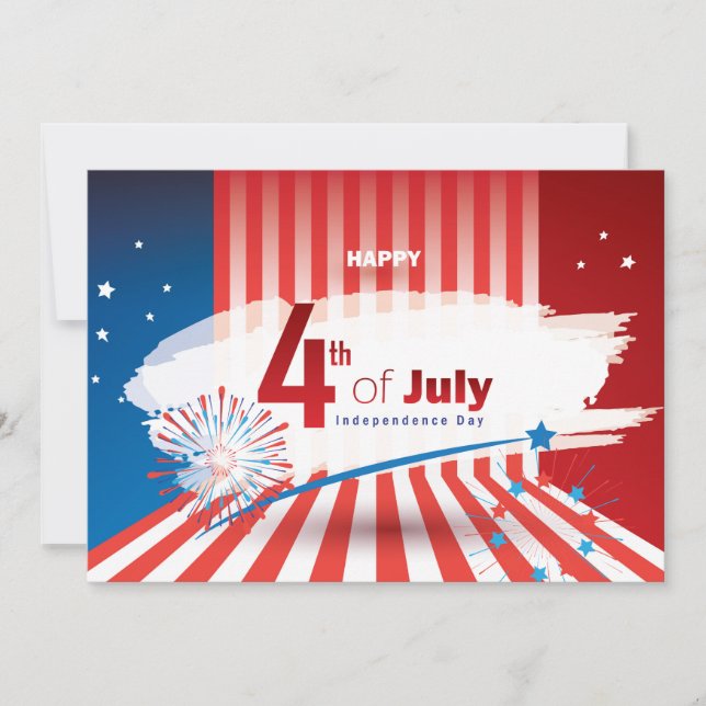 4th of July American USA Firework Patriotic Custom Card (Front)