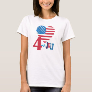 4th of July American USA Flag Heart Flag Patriotic T-Shirt
