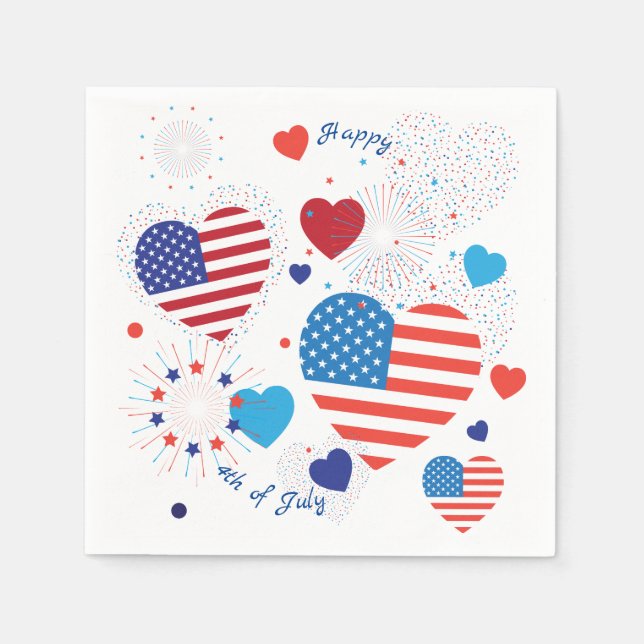 4th of July American USA Flag Patriotic Custom Napkin (Front)
