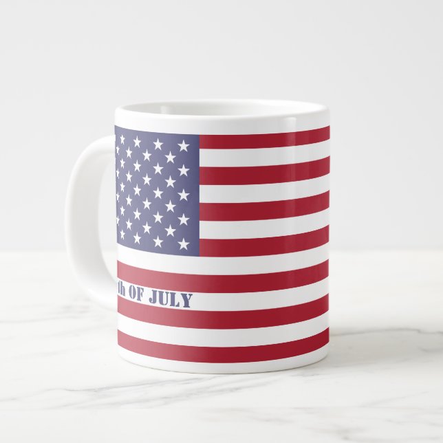 4th of July American USA Flag Patriotic Large Coffee Mug (Front Left)