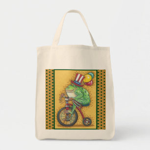 4TH OF JULY AMERICANA BULLFROG GROCERY TOTE BAG