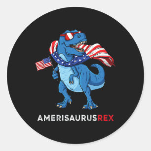 4th Of July Amerisaurus T Rex Dinosaur Boys Kids T Classic Round Sticker