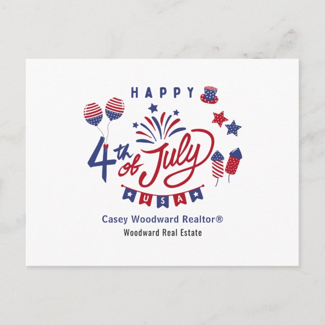 4th of July Appreciation and Referral Marketing Holiday Postcard (Front)