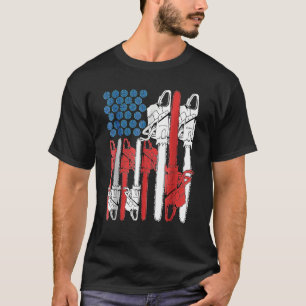 4th Of July Arboris Men Tree Climber Dad Chainsaw T-Shirt