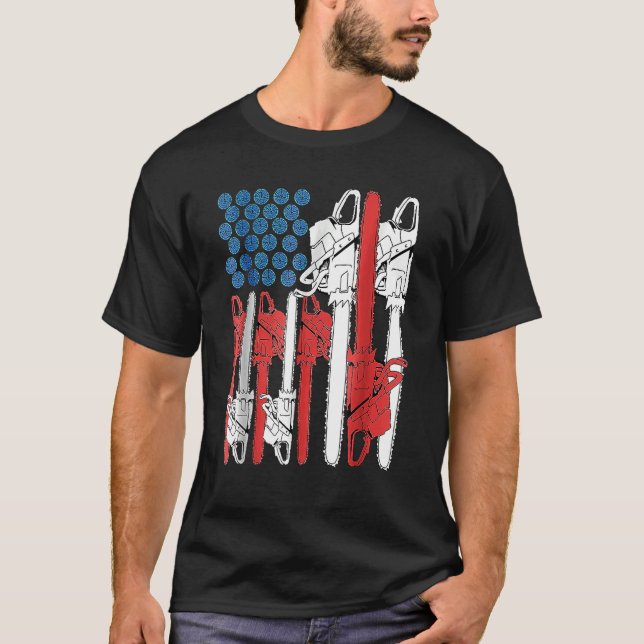 4th Of July Arboris Men Tree Climber Dad Chainsaw  T-Shirt (Front)