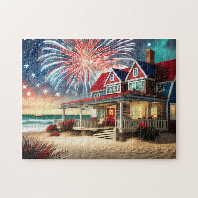 4th of July Art Bold and Beautiful Jigsaw Puzzle (Horizontal)