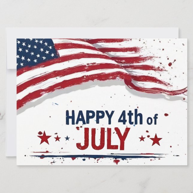 4th of July - Artistic US Flag Paint Splatter (Front)